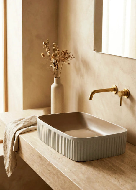 Lavoar ceramic dreptunghiular A738-CWCF-MRS – design modern maro mat și alb mat