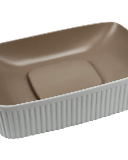 Lavoar ceramic dreptunghiular A738-CWCF-MRS – design modern maro mat și alb mat