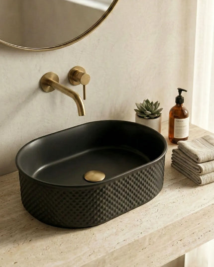 Lavoar ceramic oval A739-CBK-M – negru mat, exterior texturat