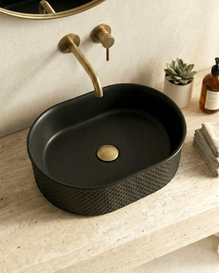 Lavoar ceramic oval A739-CBK-M – negru mat, exterior texturat