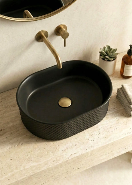 Lavoar ceramic oval A739-CBK-M – negru mat, exterior texturat
