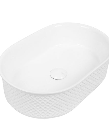 Lavoar ceramic oval A739 – alb lucios cu exterior texturat