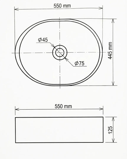 Lavoar ceramic oval A744-P304M - Alb mat marmorat cu accente aurii