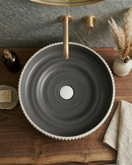 Lavoar ceramic rotund A746-CWDGR-MRS – design modern gri închis mat și alb mat