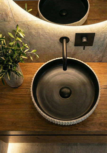 Lavoar ceramic rotund A746-CWDGR-MRS – design modern gri închis mat și alb mat