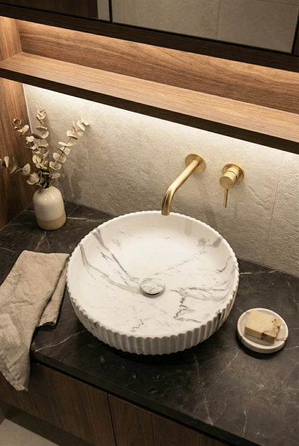 Lavoar ceramic rotund -design marmorat (A746-P818M)