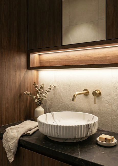 Lavoar ceramic rotund -design marmorat (A746-P818M)