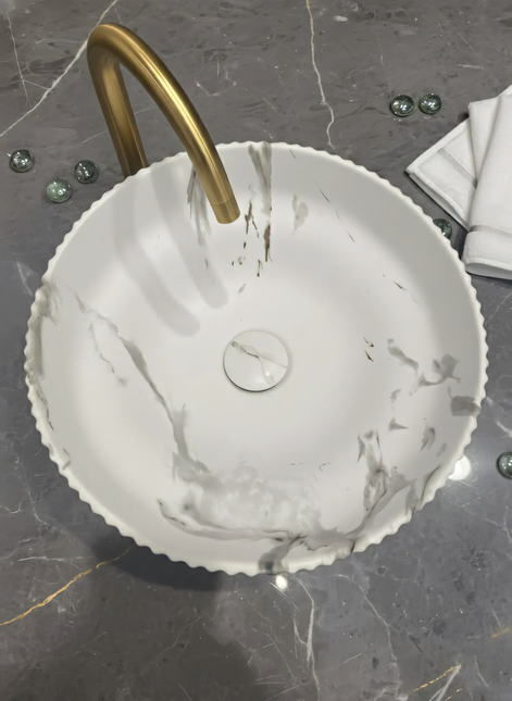 Lavoar ceramic rotund -design marmorat (A746-P818M)