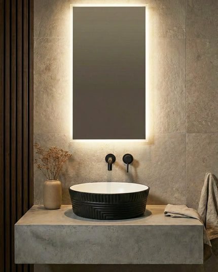 Lavoar ceramic rotund A747-CBKW-MRS – design modern alb mat și negru mat texturat
