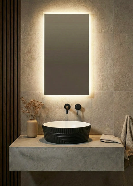 Lavoar ceramic rotund A747-CBKW-MRS – design modern alb mat și negru mat texturat