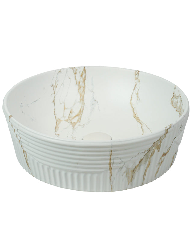 Lavoar ceramic rotund A747-P841M cu design marmorat