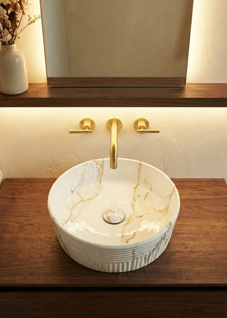 Lavoar ceramic rotund A747-P841M cu design marmorat