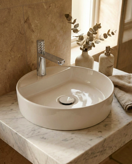 Lavoar ceramic rotund A759 – alb lucios