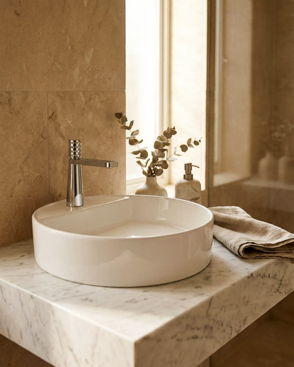 Lavoar ceramic rotund A759 – alb lucios