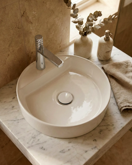 Lavoar ceramic rotund A759 – alb lucios