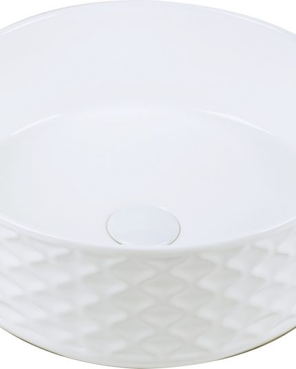 Lavoar ceramic rotund A787 – alb lucios, exterior texturat