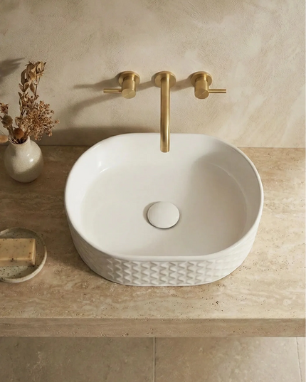 Lavoar ceramic oval A788 – alb lucios, exterior texturat