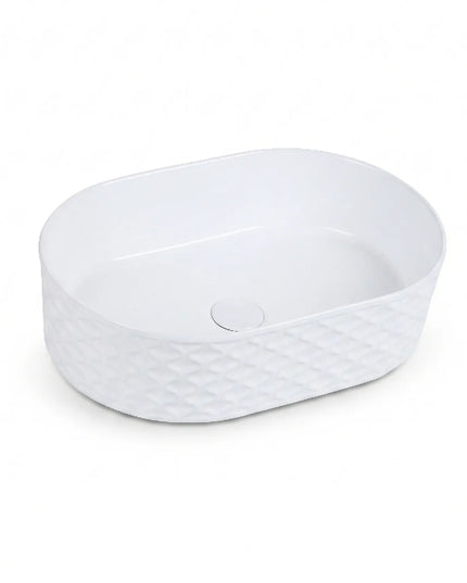 Lavoar ceramic oval A788 – alb lucios, exterior texturat