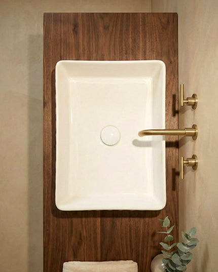 Lavoar ceramic dreptunghiular A789 – alb lucios cu exterior texturat