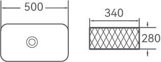 Lavoar ceramic dreptunghiular A789 – alb lucios cu exterior texturat
