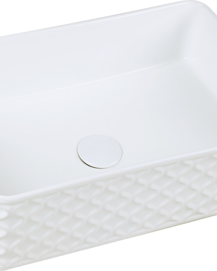 Lavoar ceramic dreptunghiular A789 – alb lucios cu exterior texturat