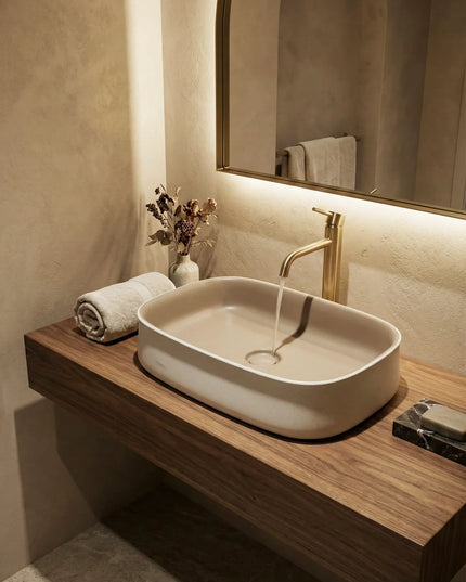 Lavoar ceramic dreptunghiular A798-CWCF-MRS – design modern maro mat și alb mat