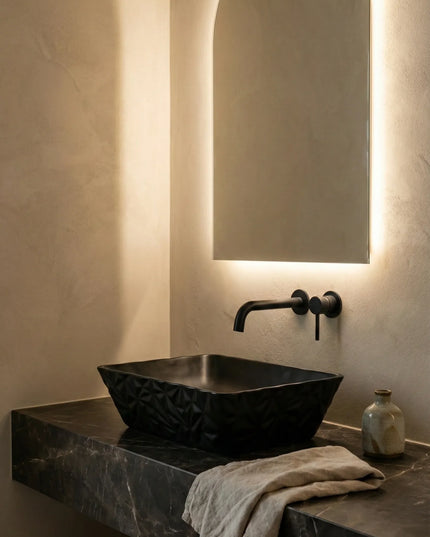 Lavoar ceramic dreptunghiular A821-CBK-M – negru mat texturat