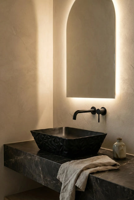 Lavoar ceramic dreptunghiular A821-CBK-M – negru mat texturat