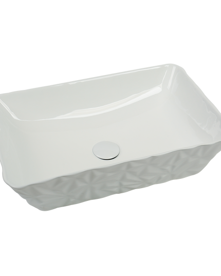 Lavoar ceramic dreptunghiular A821 – alb lucios texturat