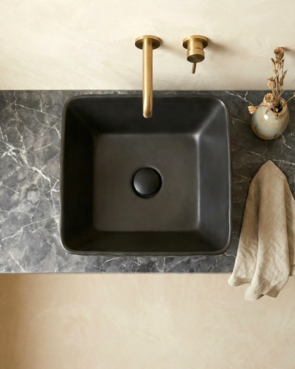 Lavoar ceramic pătrat A822-CBK-M – negru mat, design texturat