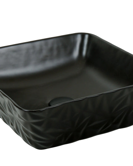 Lavoar ceramic pătrat A822-CBK-M – negru mat, design texturat