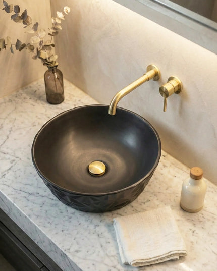 Lavoar ceramic rotund A823-CBK-M – negru mat texturat