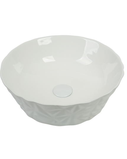 Lavoar ceramic rotund A823 – alb lucios texturat