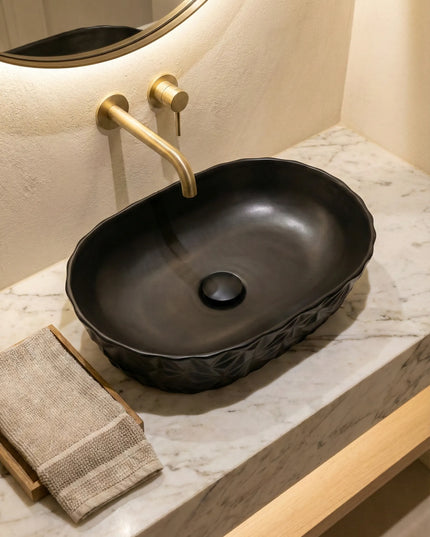 Lavoar ceramic oval A824-CBK-M – negru mat texturat