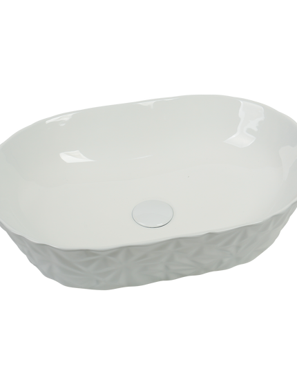 Lavoar ceramic oval A824 – alb lucios texturat
