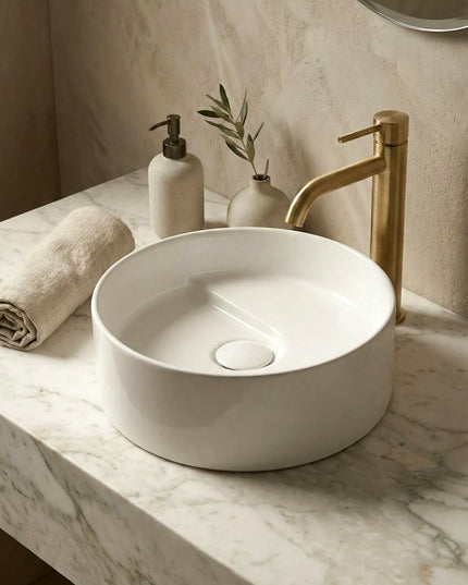 Lavoar ceramic rotund A832 – alb lucios