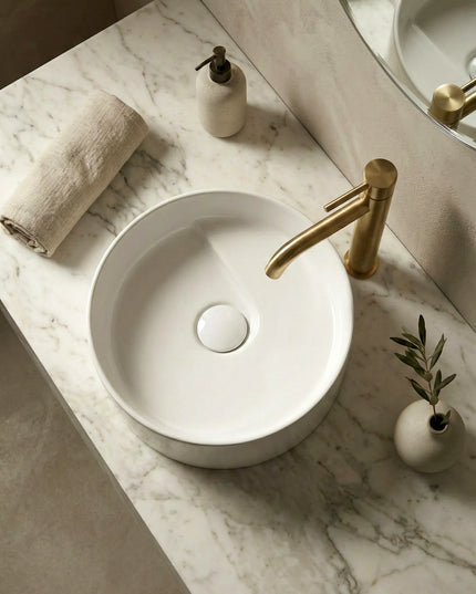 Lavoar ceramic rotund A832 – alb lucios