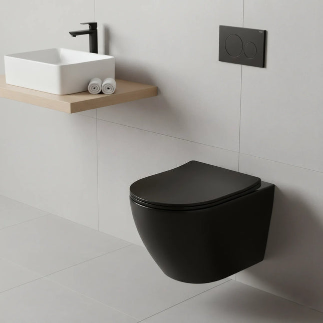 Vas WC Suspendat Rimless - Black Matte
