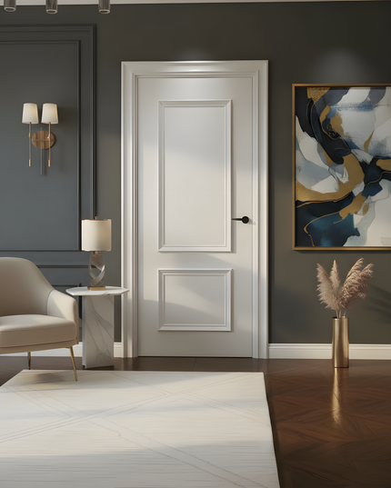 Ușă vopsită JYP-103 Alb cu panouri clasice profilate