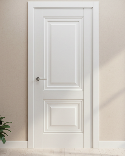 Ușă interior Elegant Lux albă – balamale ascunse, cu toc reglabil și design clasic-modern