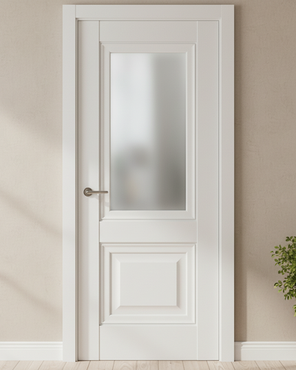 Ușă interior Elegant Lux G albă – design clasic modern, cu toc reglabil, complet echipată