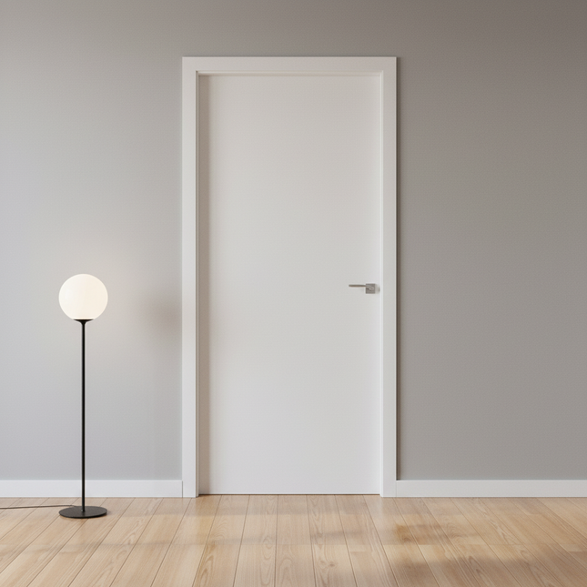 Ușă de interior Pulls alb mat cu toc reglabil – design discret, complet echipată, livrare rapidă