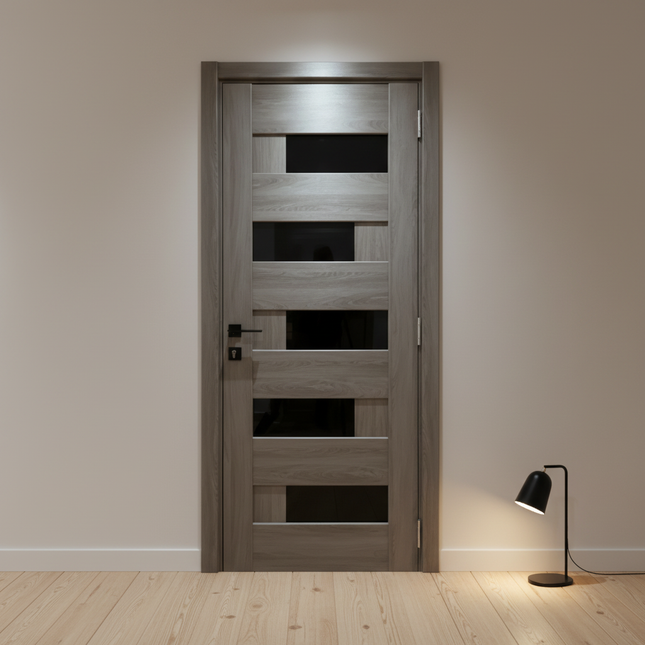 Ușă de interior RINO 16 Eugene Oak cu toc reglabil – aspect de stejar natural, complet echipată, livrare rapidă