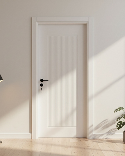 Ușă de interior albă cu panou riflat JY-DP 012 – design modern elegant | CasaDeco