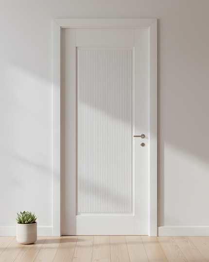 Ușă de interior albă mată riflată JY-AS 003