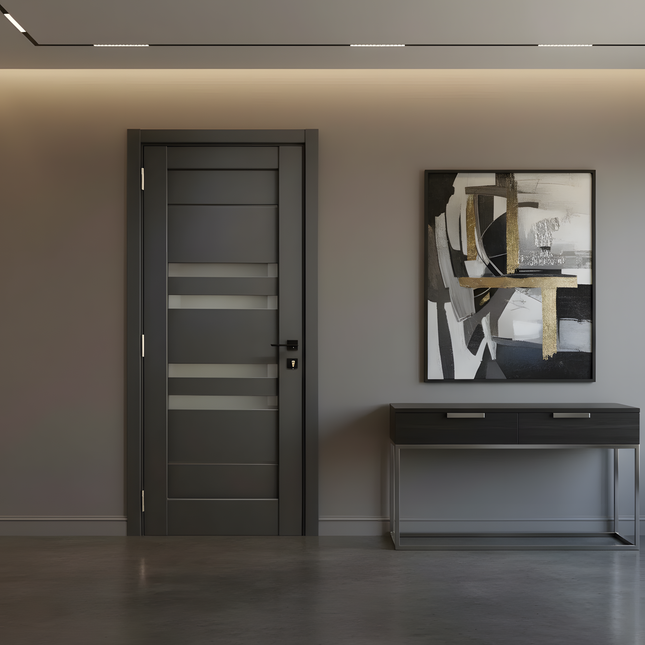 Ușă interior Rino 06 Graphite Silk Mat – complet echipată