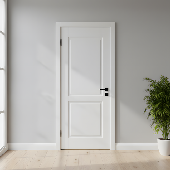 Ușă de interior albă JYA-001 cu toc reglabil – stil clasic modern, complet echipată, livrare rapidă