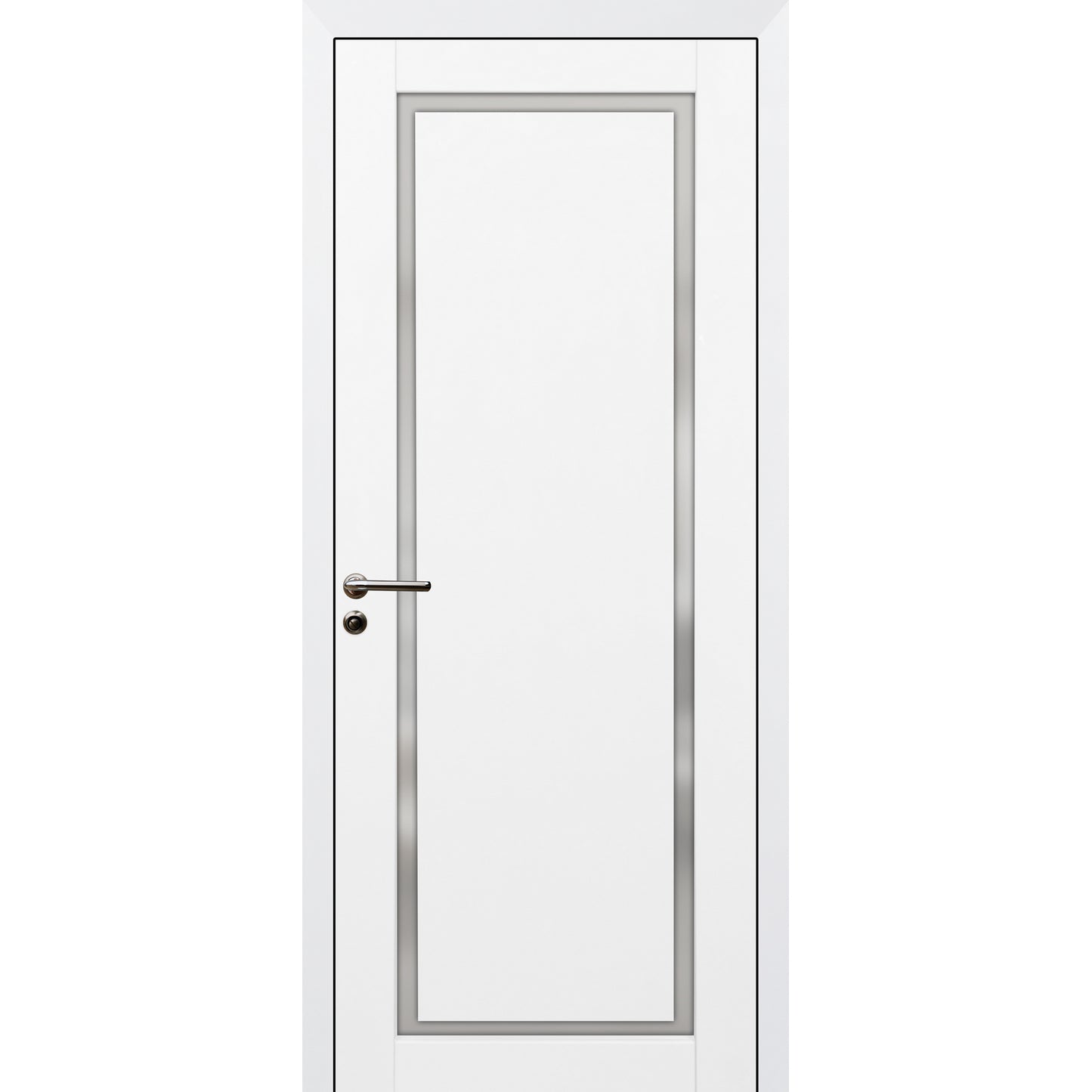 Ușă de interior ASTRID White silk mat,cu sticlă mată