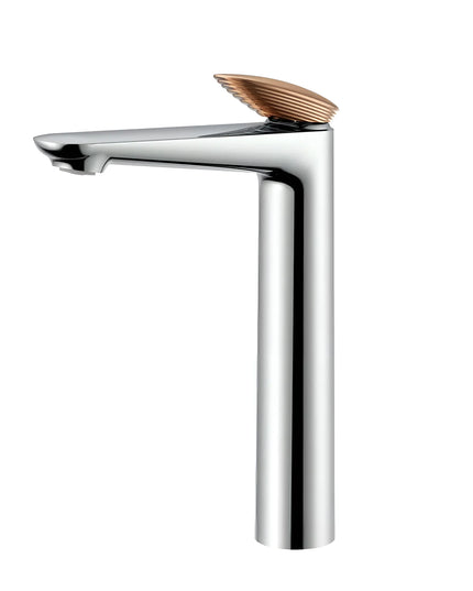 Baterie lavoar înaltă crom cu detaliu rose gold – design modern premium