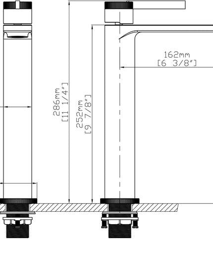 Baterie lavoar cu mâner rotund texturat vertical – finisaj auriu periat